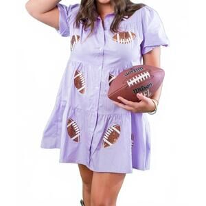 NEW LULA THE LABEL sequin football dress in lavender